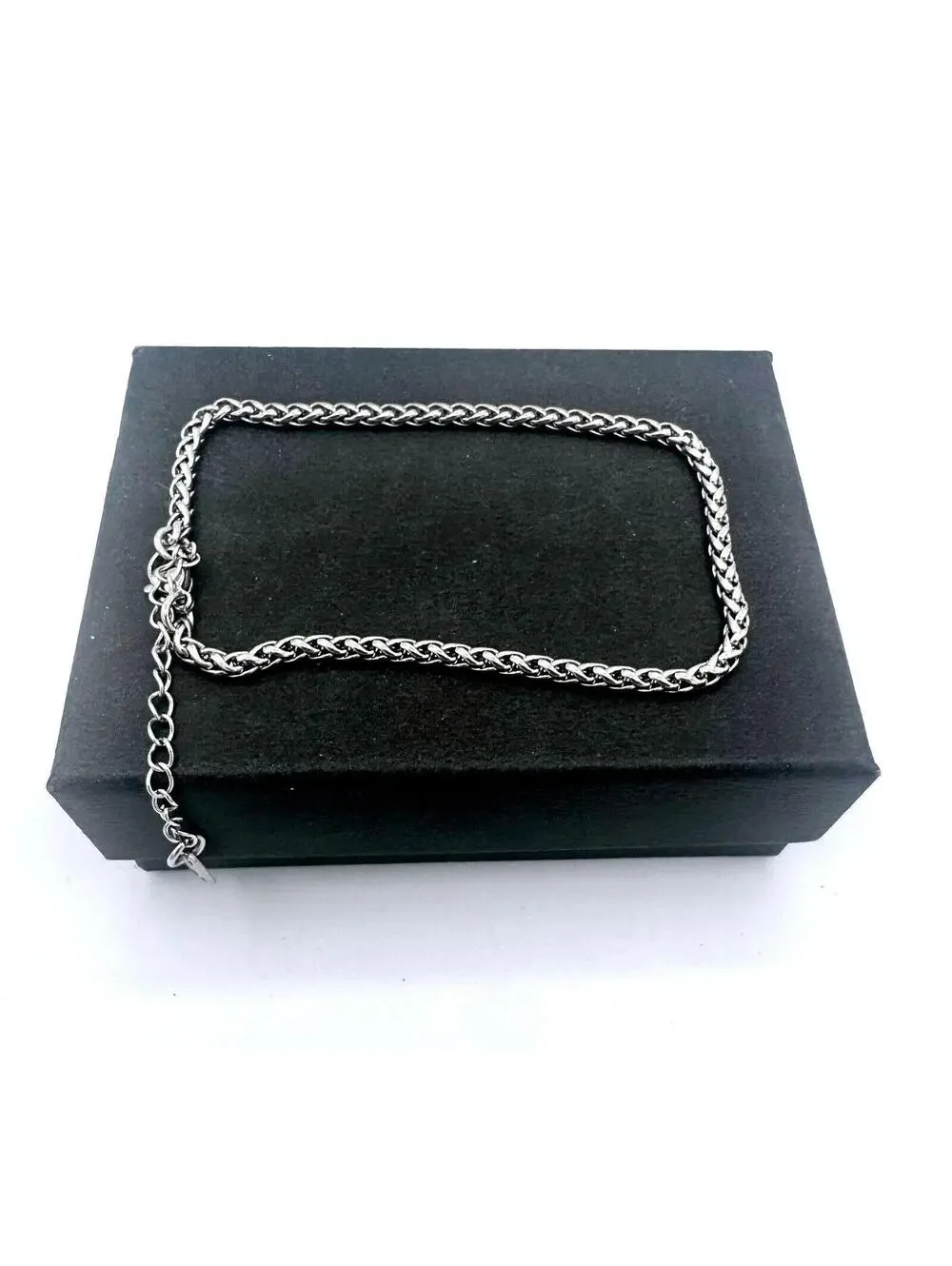 Stainless steel - 316L (surgical steel) men's wheat chain bracelet
